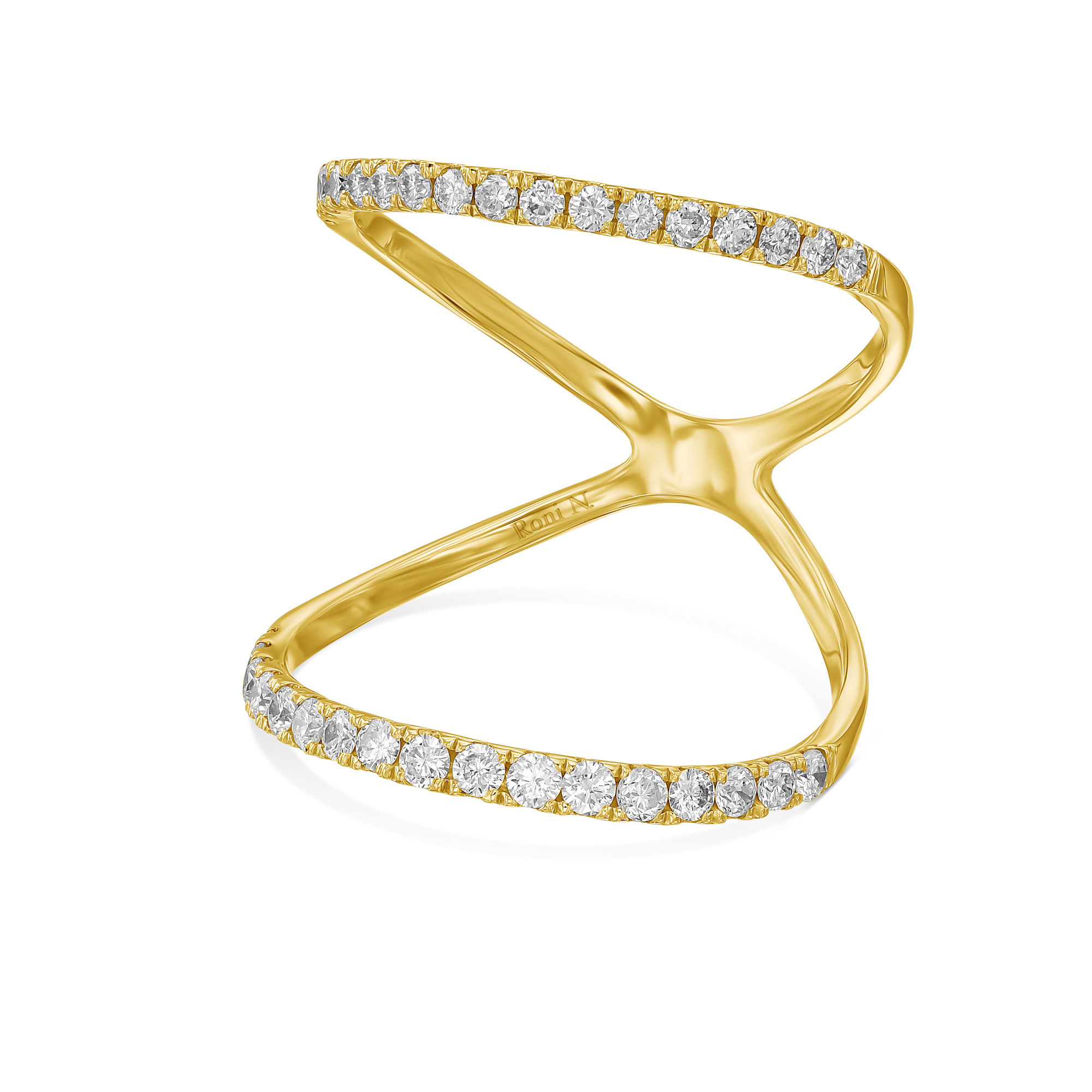 double fun diamond ring in yellow gold