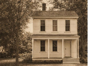 Re-imagined 1861 view of the Holbrook family home at 25 Park Street in Madison, Ohio.
