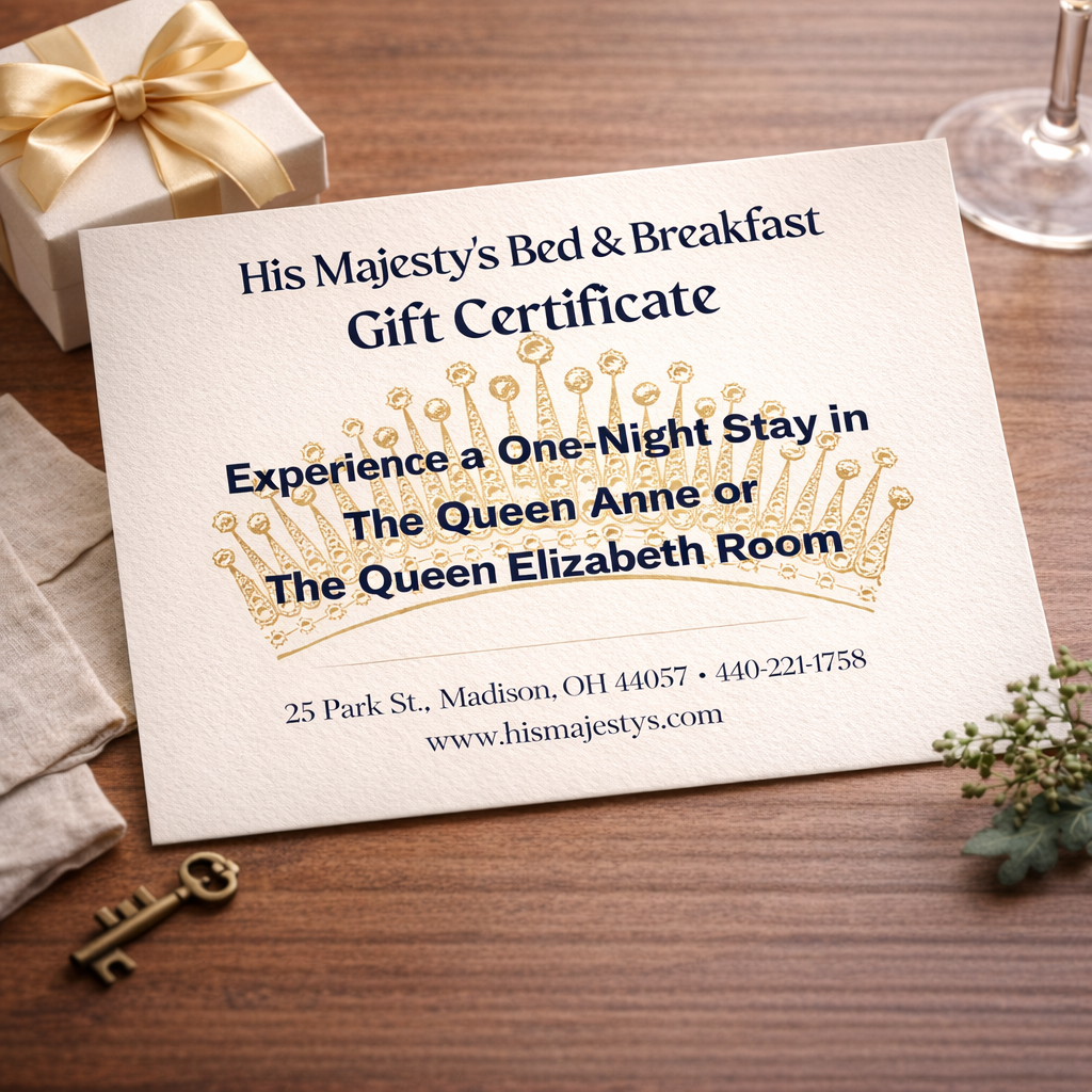 Gift Certificate - The Queen Anne or Queen Elizabeth room