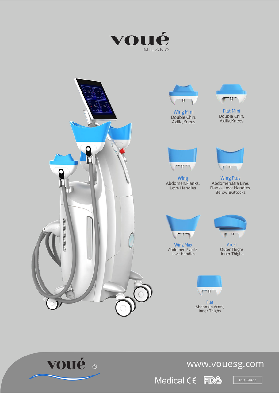 Cool Glamor cryolipolysis machine with multiple applicators for customized fat reduction treatments.