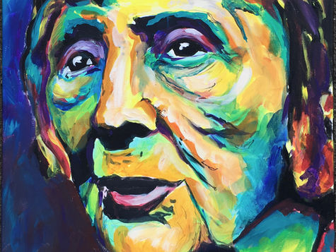 Die Weisheit, expressiv, Portrait, Augen, Malerei, Kunst, Acrylmalerei