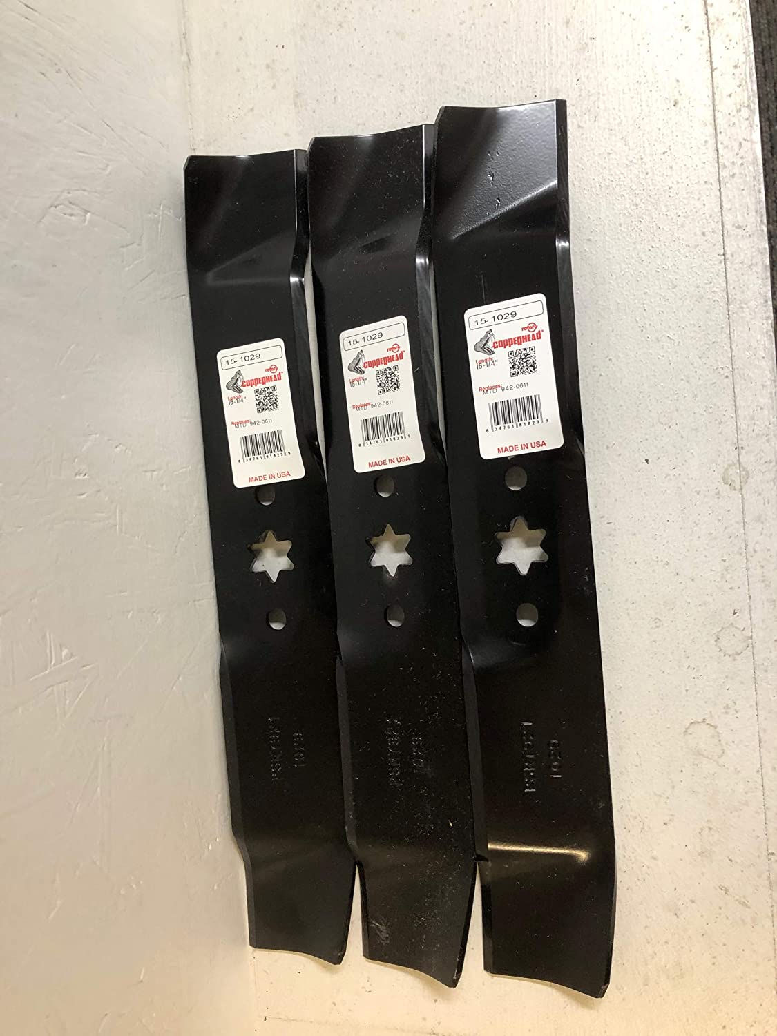 Set of 3 Blades for MTD 600 and 800 Series 46" Mower Decks 942-0611/942-0612