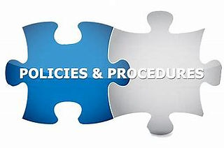 Two jigsaw pieces liked together with text "policies and procedures" across middle