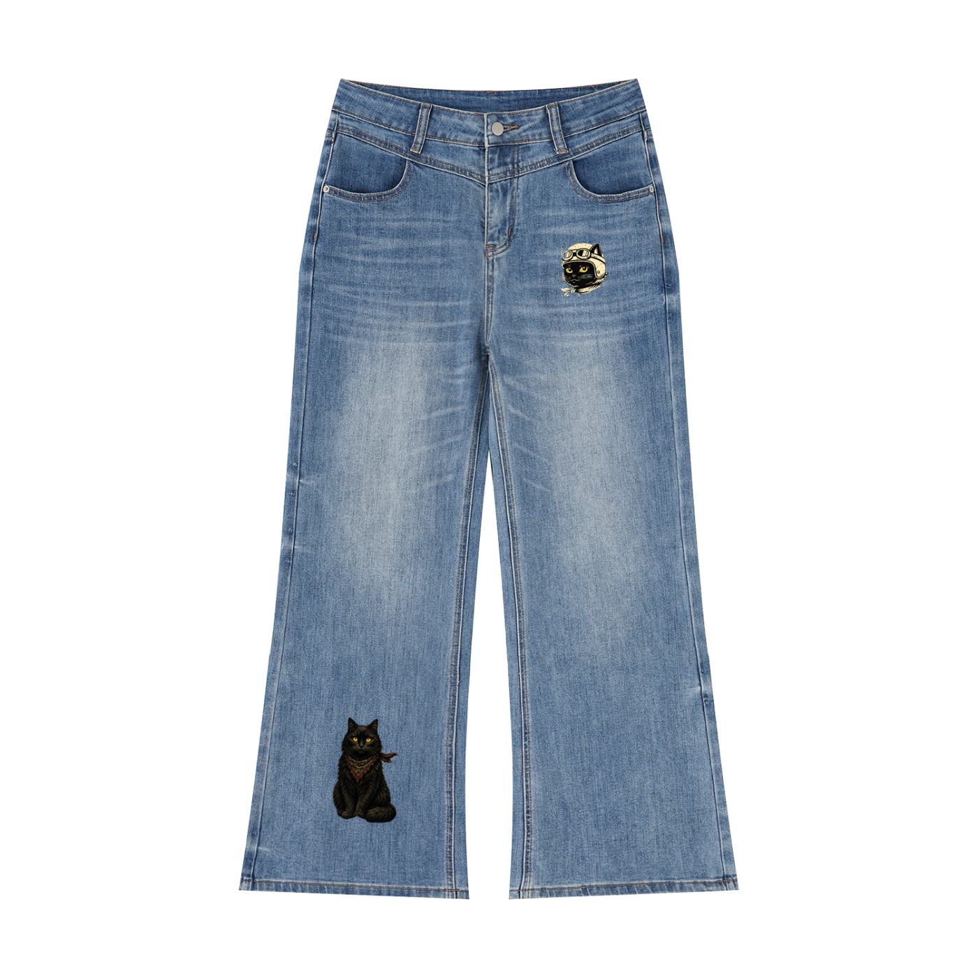 Ungelöst MC – Women's Vintage Wash Wide Leg Jeans