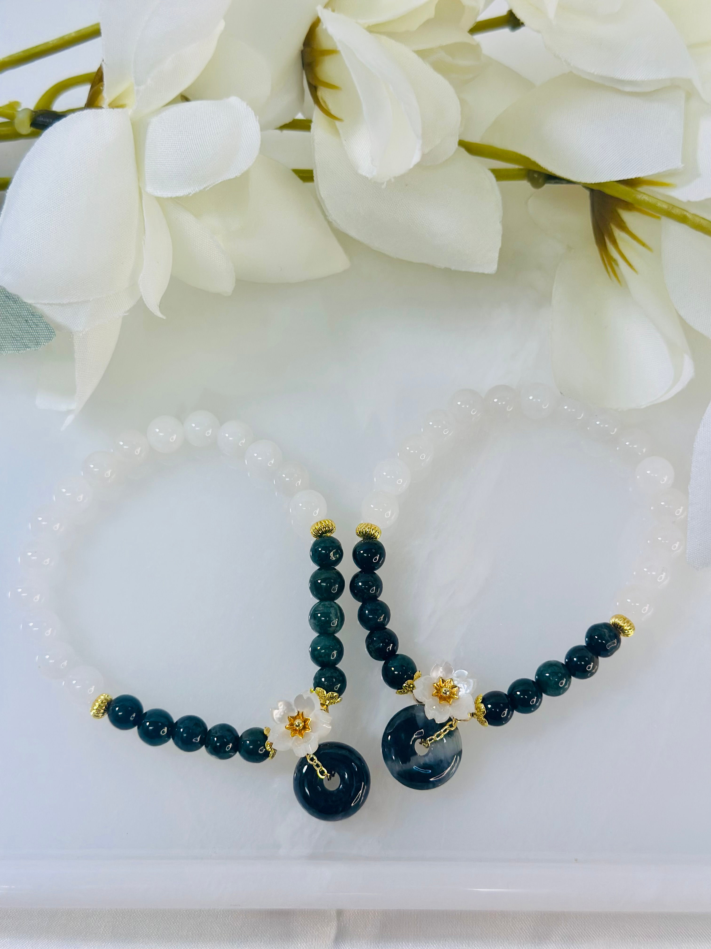 Black and White Jade Donut Bracelet