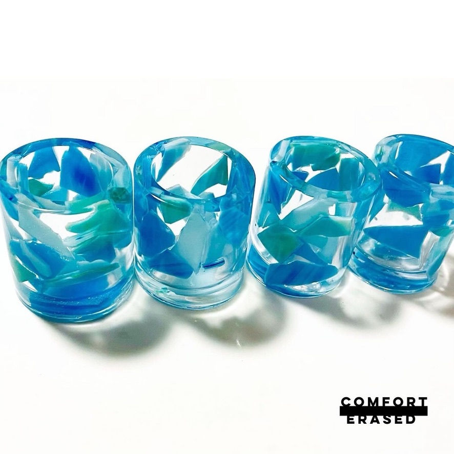 mosaic shot glass set sky blue
