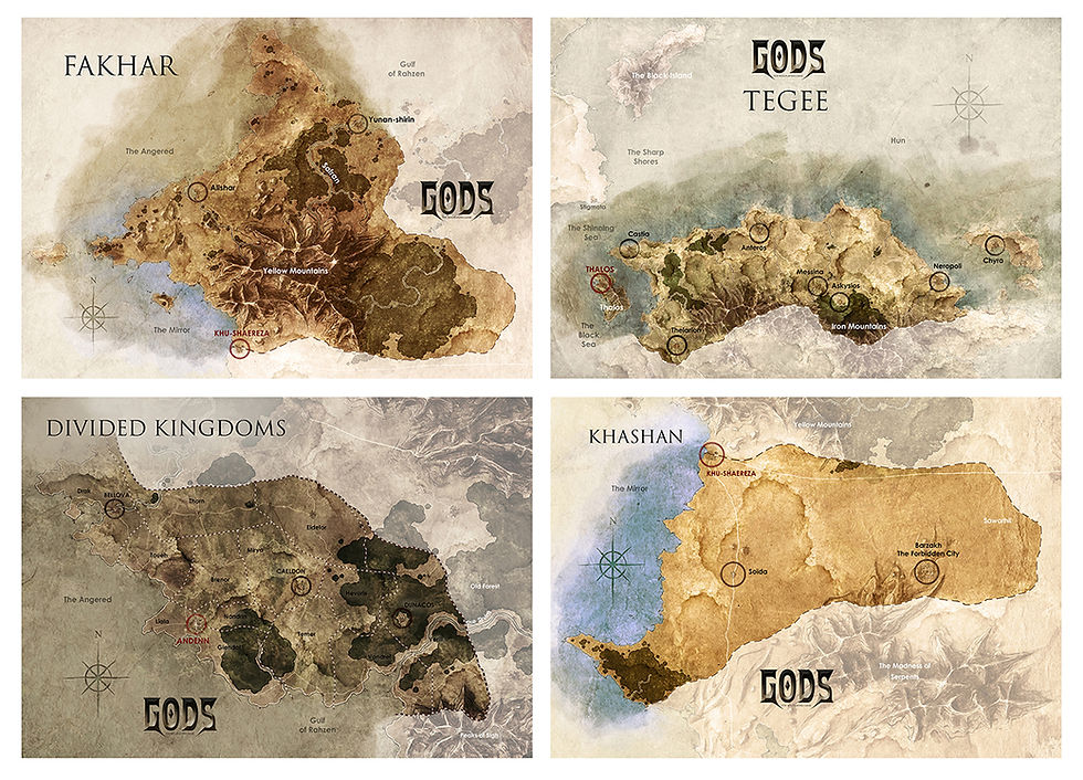 Cartes détaillées des Terres Sauvages - GODS