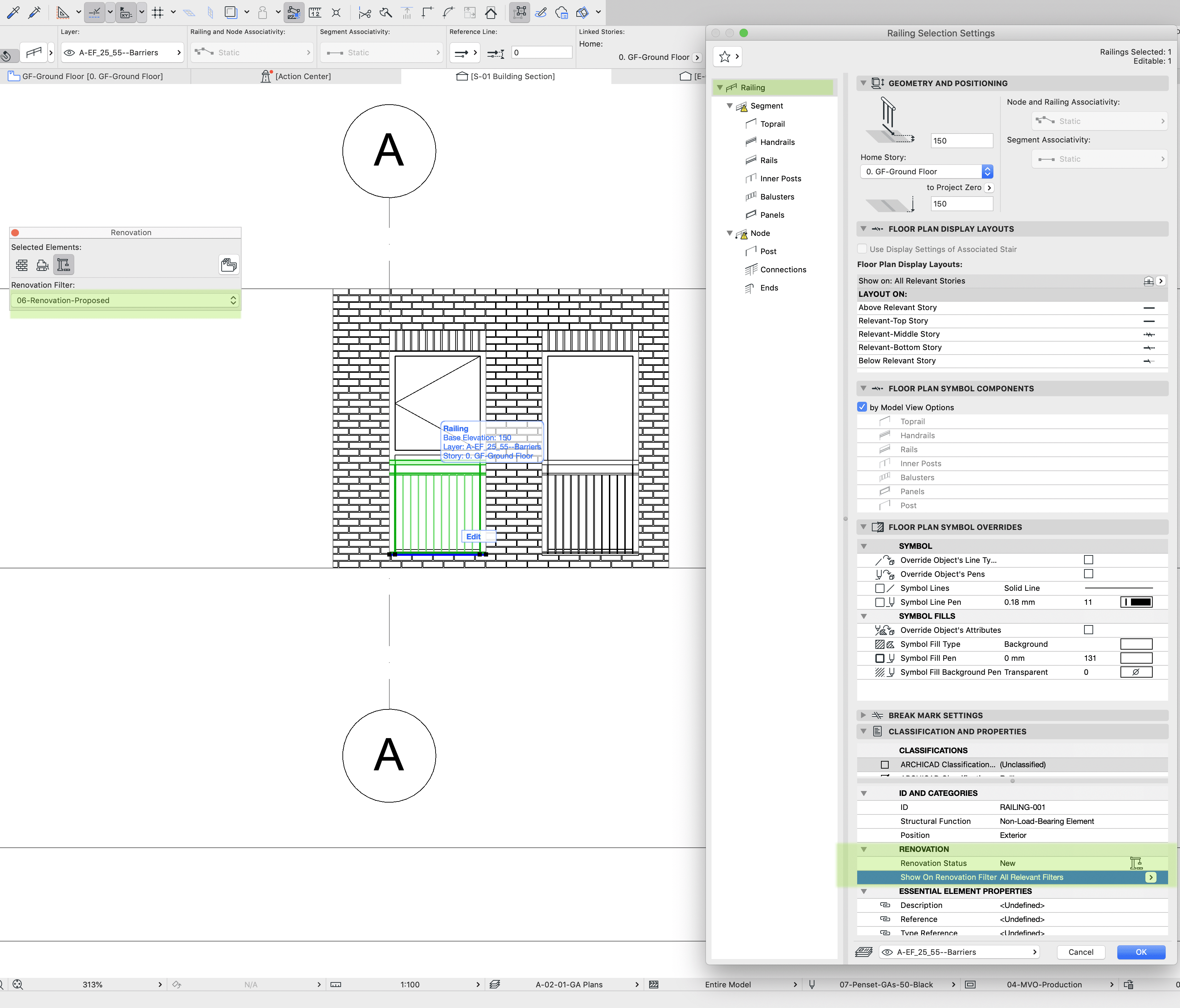 Railing edit mode archicad
