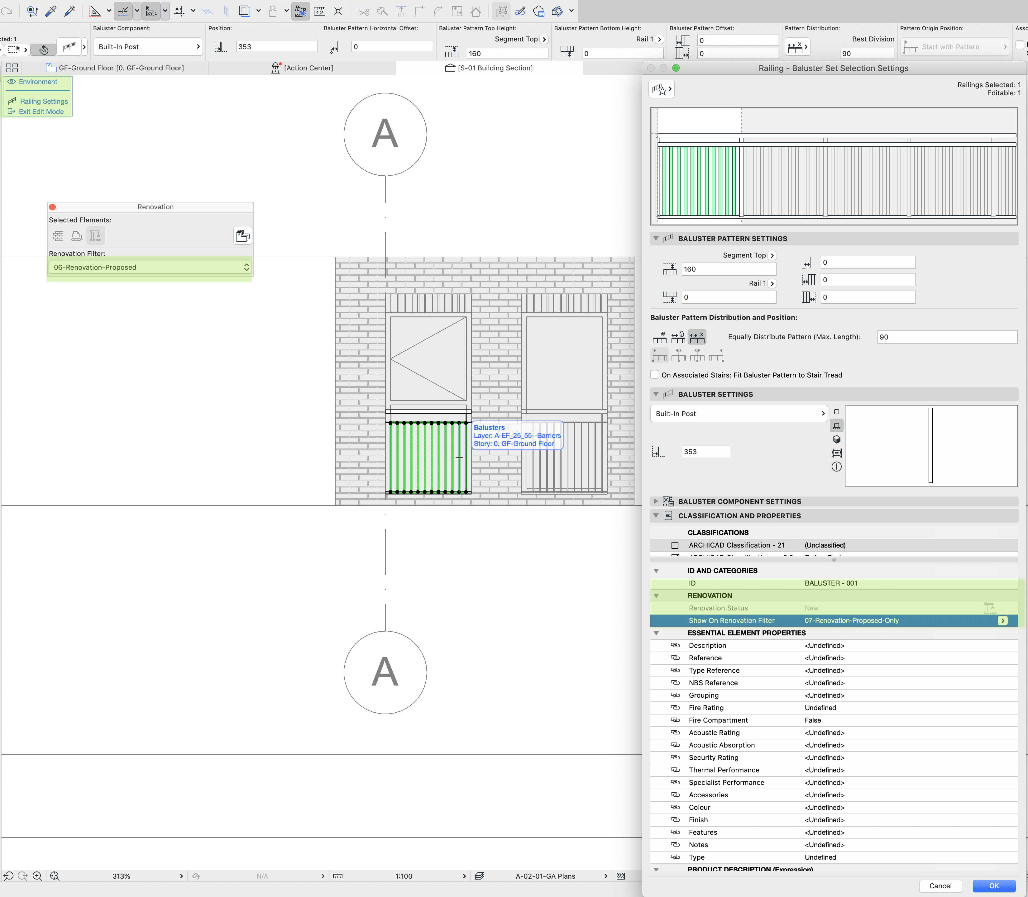 Railing edit mode archicad settings_1