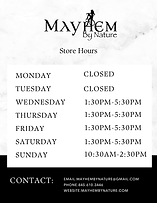 Mayhem By Nature Store Hours