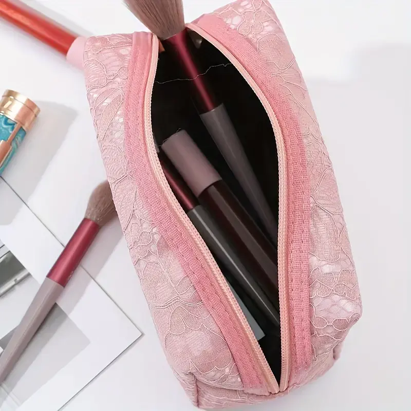 Thumbnail: Pink Lace Flower Cosmetic Bag