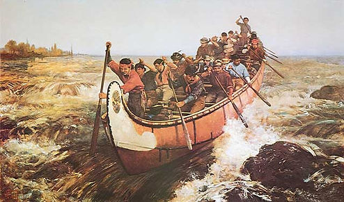 Shooting the rapids, by Frances Anne Hopkins