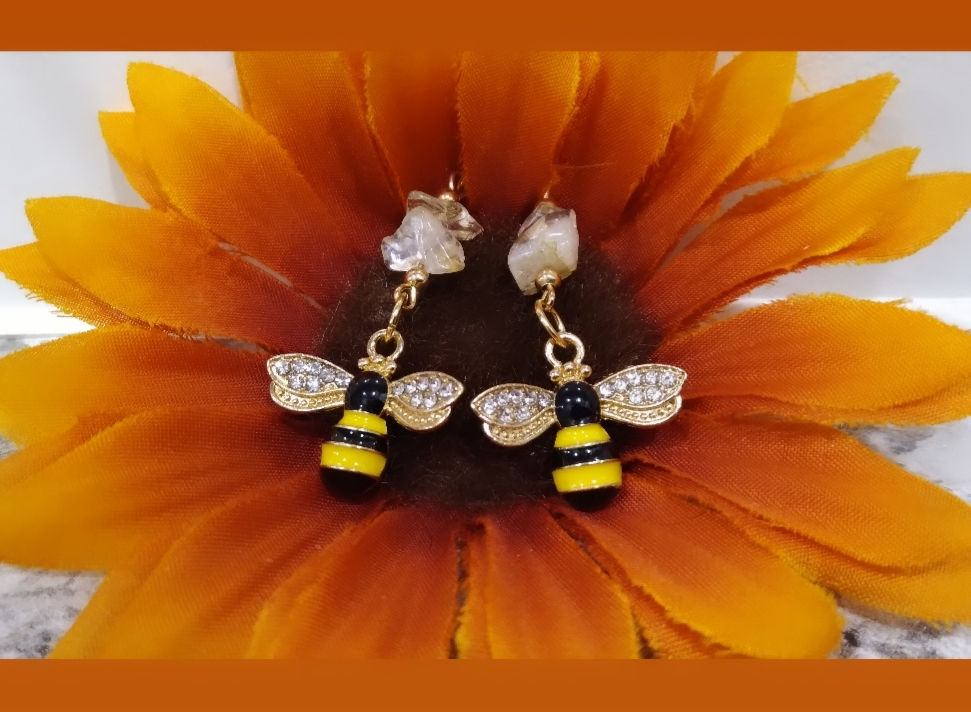 Thumbnail: Blingin' Bee &  Citrine Earrings