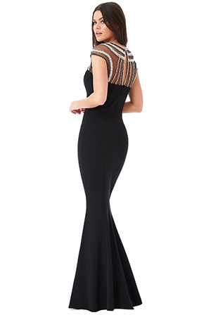 Thumbnail: Fishtail Maxi Dress With Embellished Neckline