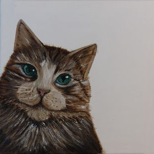 Acrylic abstract cat painting on miniature canvas