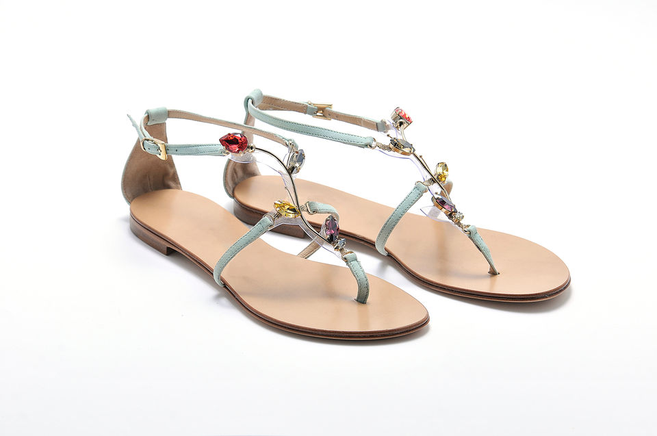 Gioiello luxury handmade sandal with colorful jewels