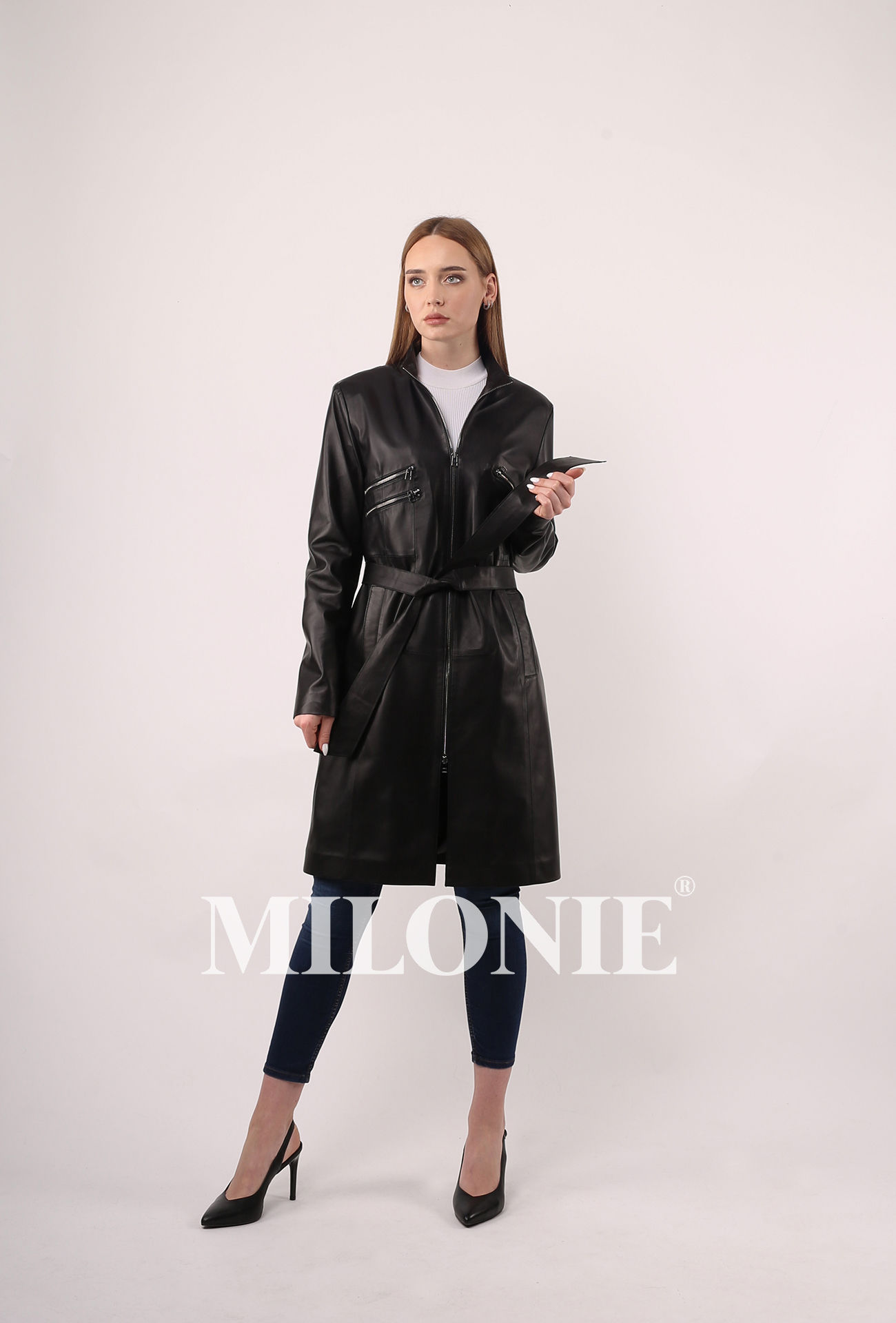 Business Uzun Deri Trençkot