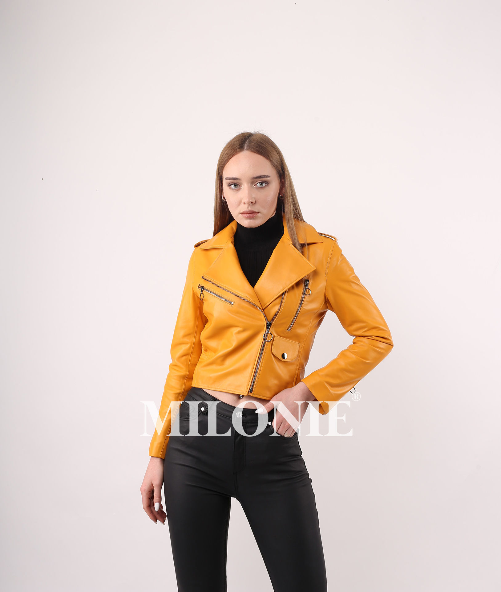 Ultrachic Yellow Crop Deri Ceket