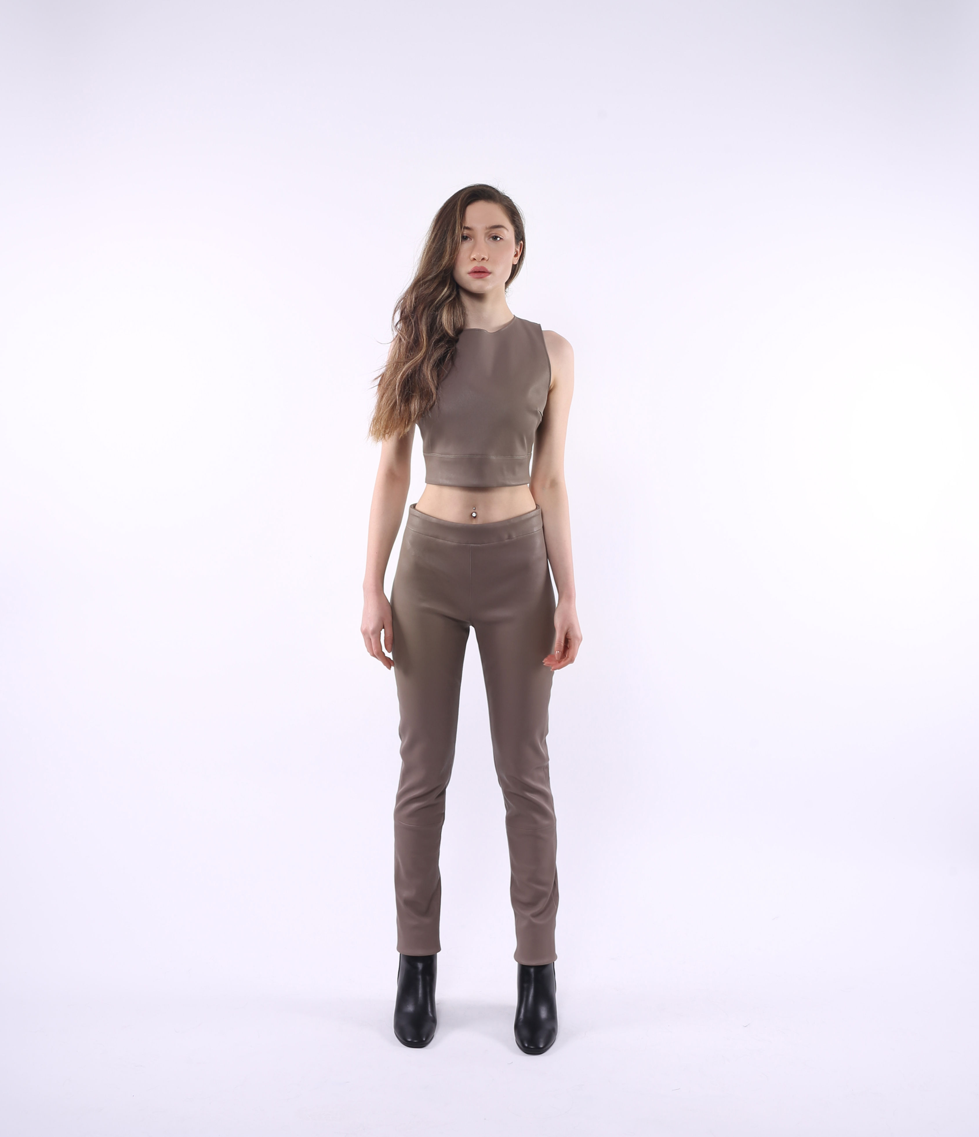 STRETCH LEATHER BUSTIER