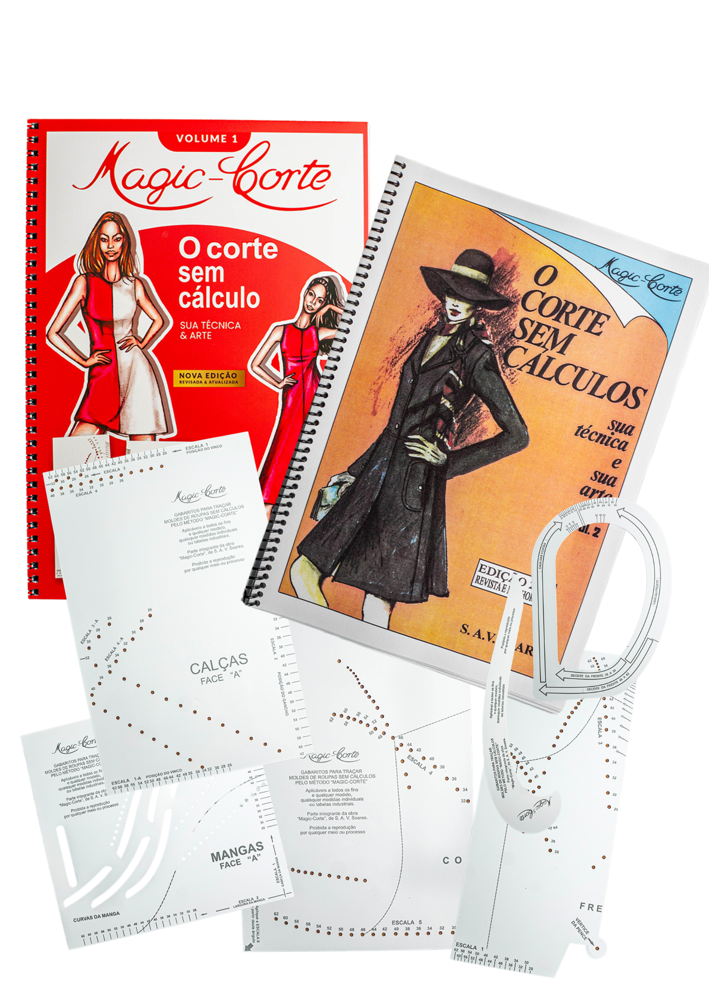 Kit  1º e 2º Volume Magic Corte - Acompanha Jogo de gabaritos Plásticos