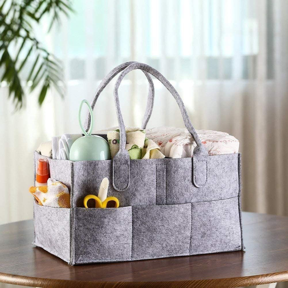 Baby Foldable Diaper Caddy Storage Holder Carrier Bag - Grey