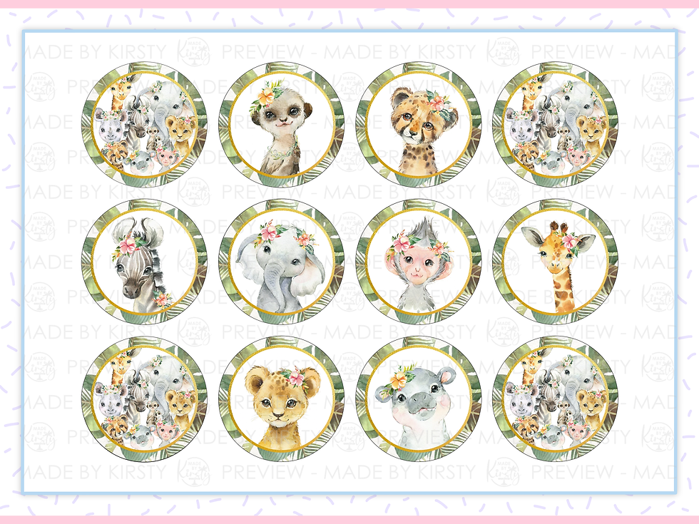 Thumbnail: Wild One Jungle Animal Cupcake Toppers - 12x 2.25"