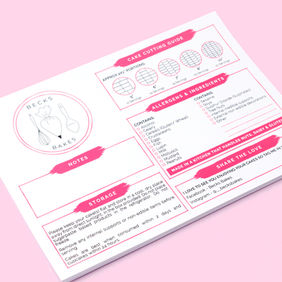 Cake Information Sheets