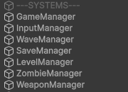 Manager scripts in Unity scene