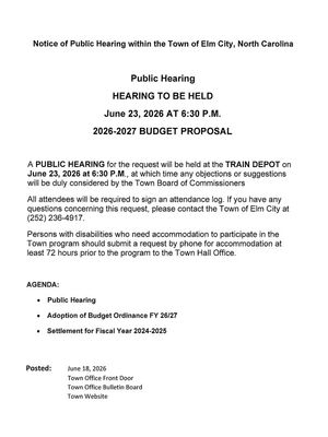Public Hearing June 23rd 2026