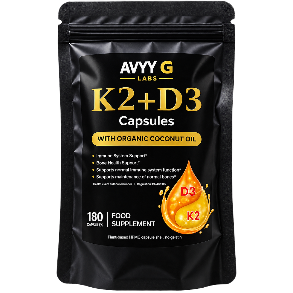 AVYY G LABS Vitamin K2 D3 180 vegan capsules front pouch