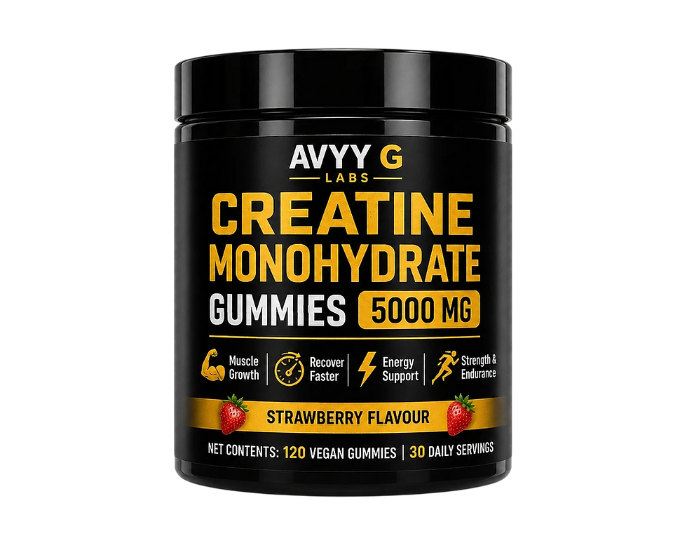 AVYY G LABS Creatine Monohydrate Gummies 5000 MG Strawberry Flavour, 120 vegan gummies, 30 daily servings, premium creatine