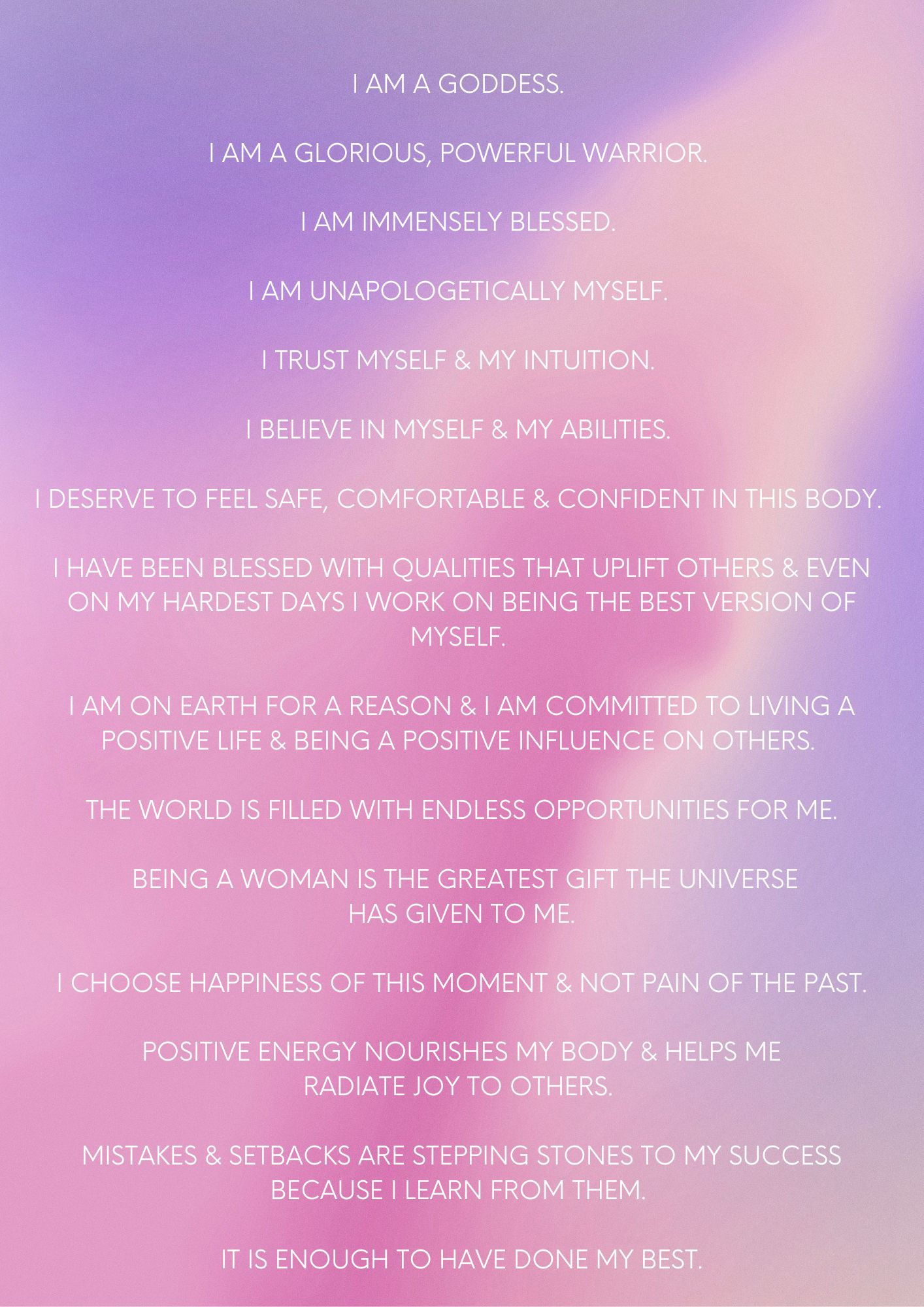 Pastel Affirmations for Women - A4/A3