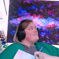 Chloe Morgan and galaxy painting background