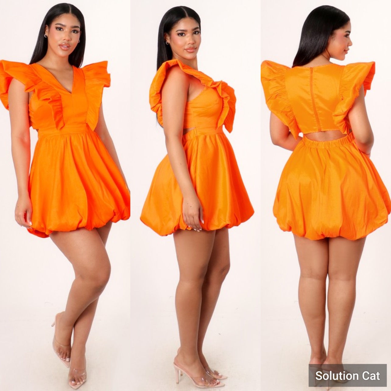 Flirty Babydoll Dress - Orange