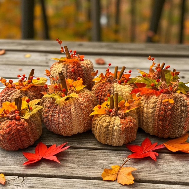 Crocheted Wheat Stitch Pumpkins