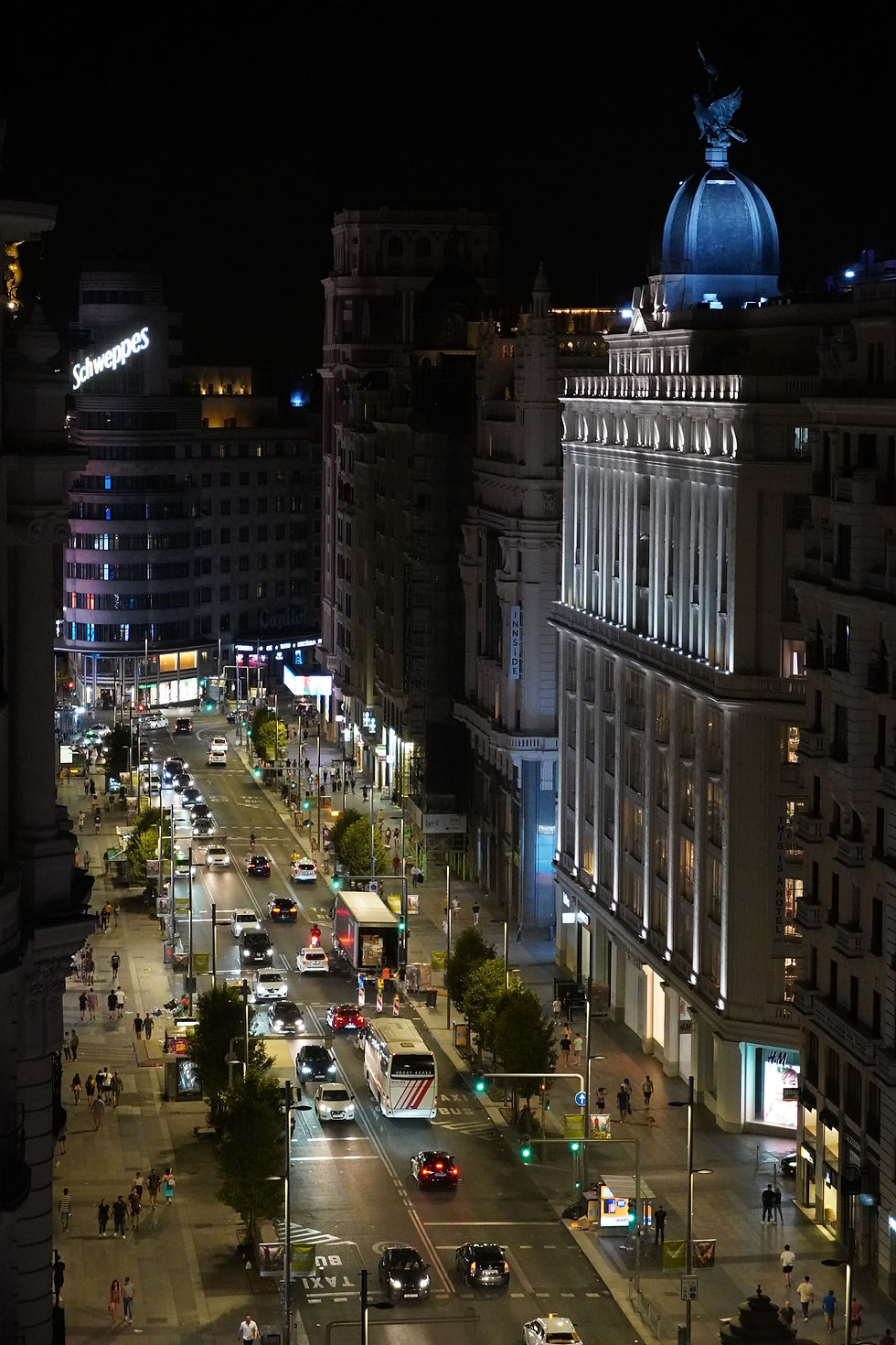 Gran Via, nightlife, madrid, at night, lights, spain,