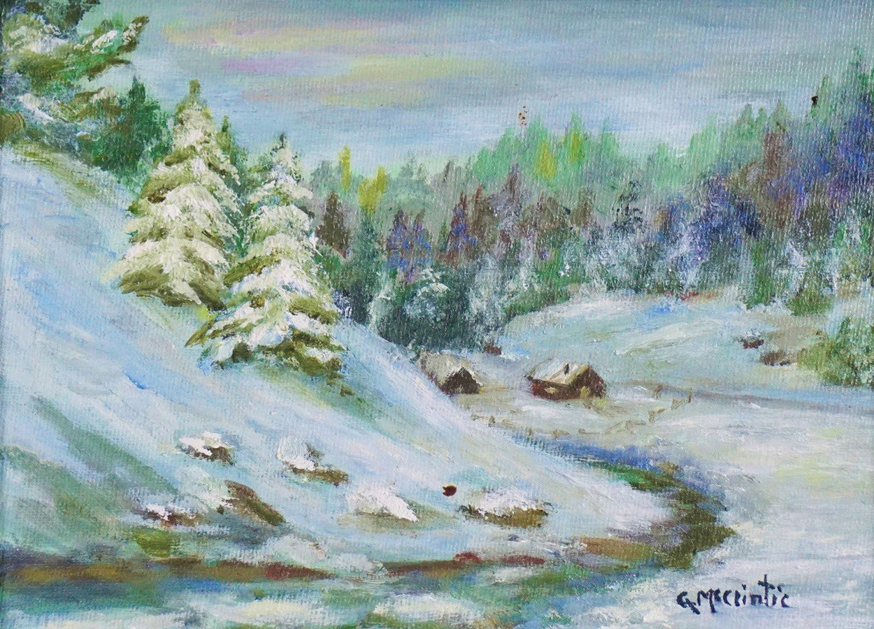 Genevieve McClintic| "Winter Scene, Snowy Creek""| Oil Painting
