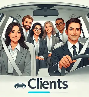 DALL·E 2024-08-11 11.41.04 - A professional driver driving a diverse group of clients in a