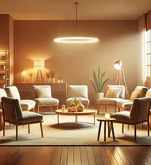 DALL·E 2024-08-12 10.40.48 - A warm and welcoming setting where a support group is gatheri