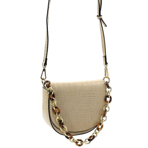 Thumbnail: Black or Cream Crocodile  Vegan Leather Saddle Crossbody