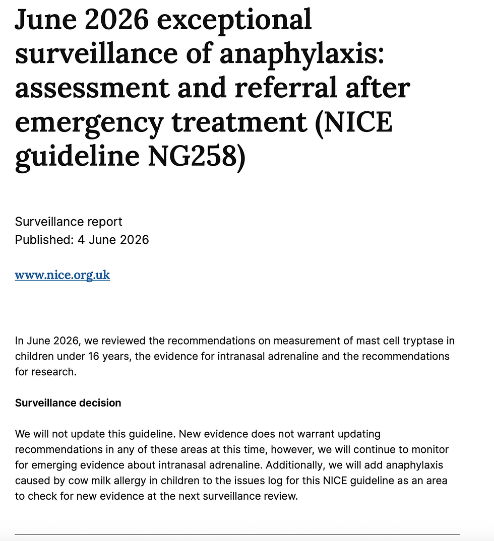 NICE does not recommend EURneffy (intranasal adrenaline) to be prescribed after Anaphylaxis