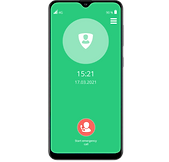 Geosatis victim monitoring app layouscreen on a smartphonet