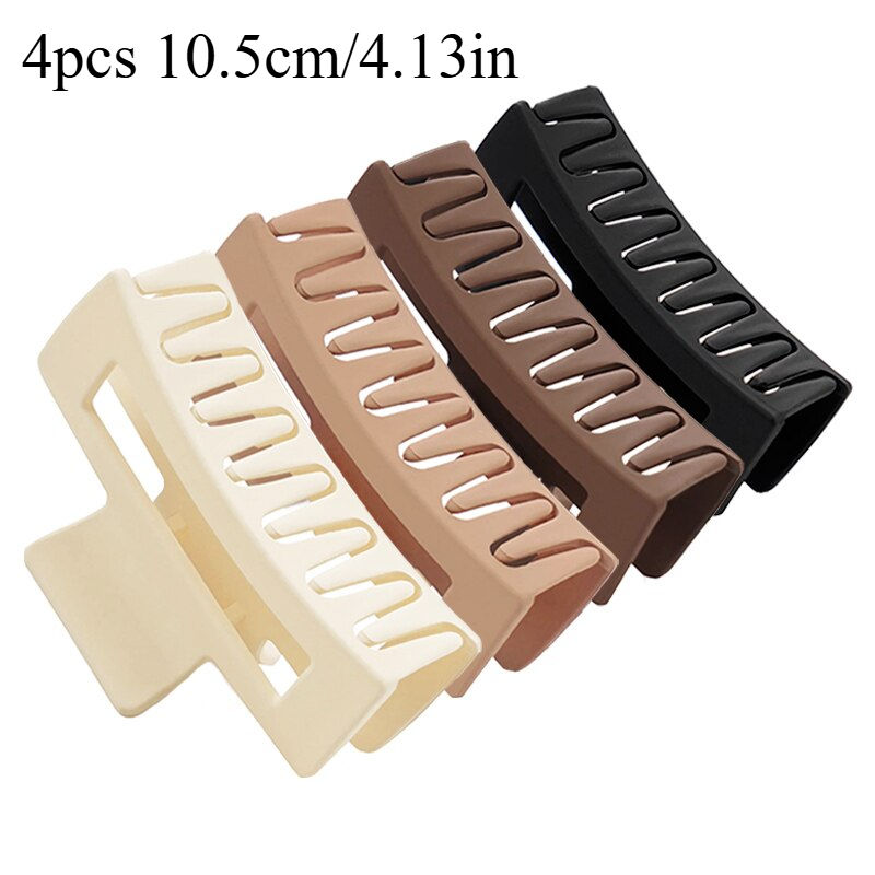 Thumbnail: 4Pcs/Set Women Girls Claw Clips Coffee Black Hair Claw Nonslip Crab Hairpins Bar