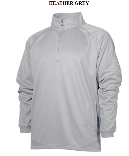 Grey 1/4 zip Pullover with Left chest embroidery-Adult