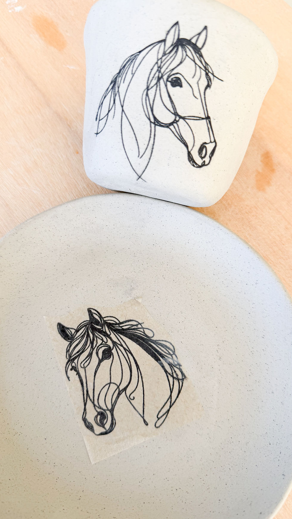 Thumbnail: Ceramic Underglaze Transfer in Black - Horses