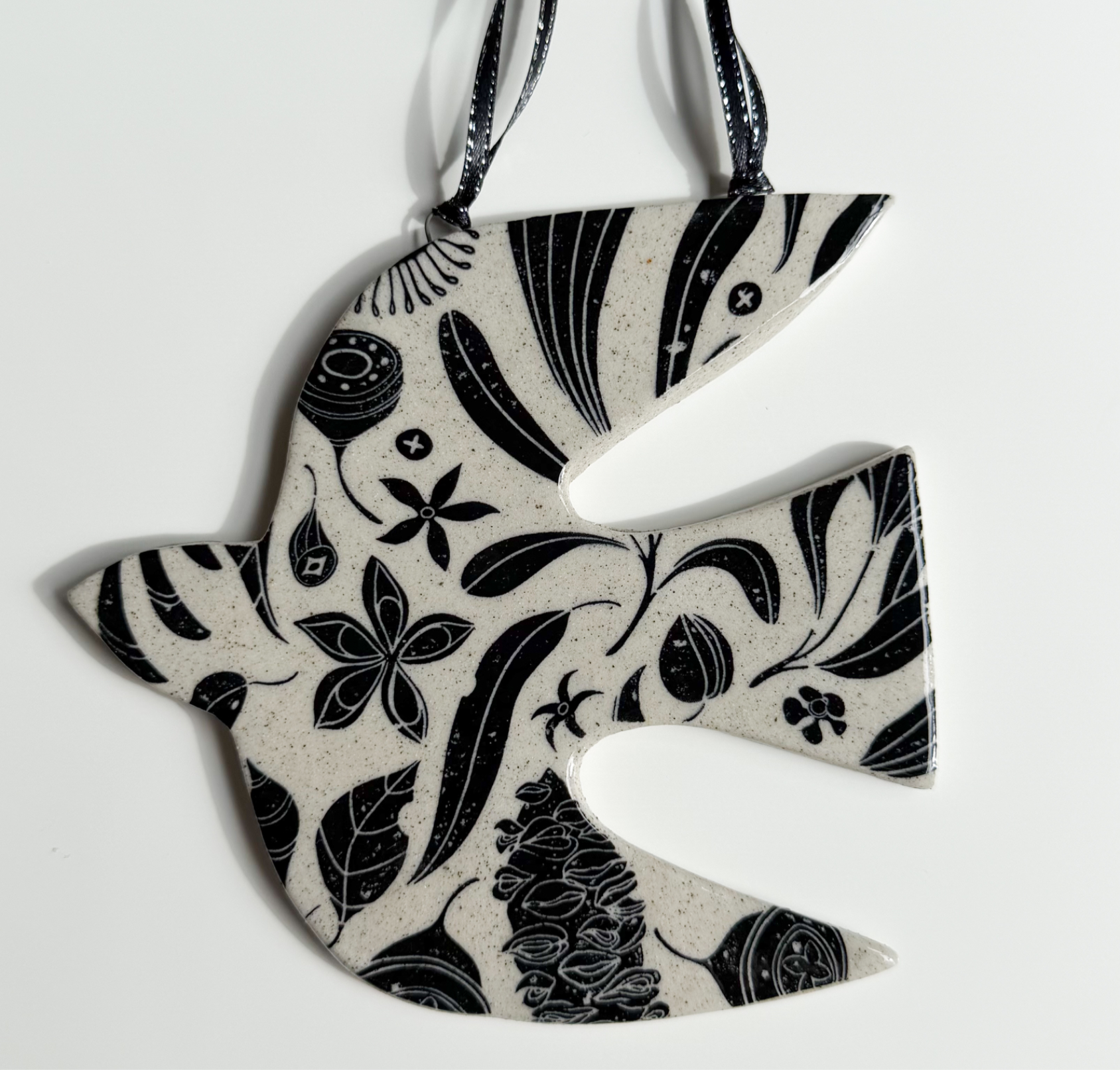 Australian Ceramic Wall Art - Large Bird in Black