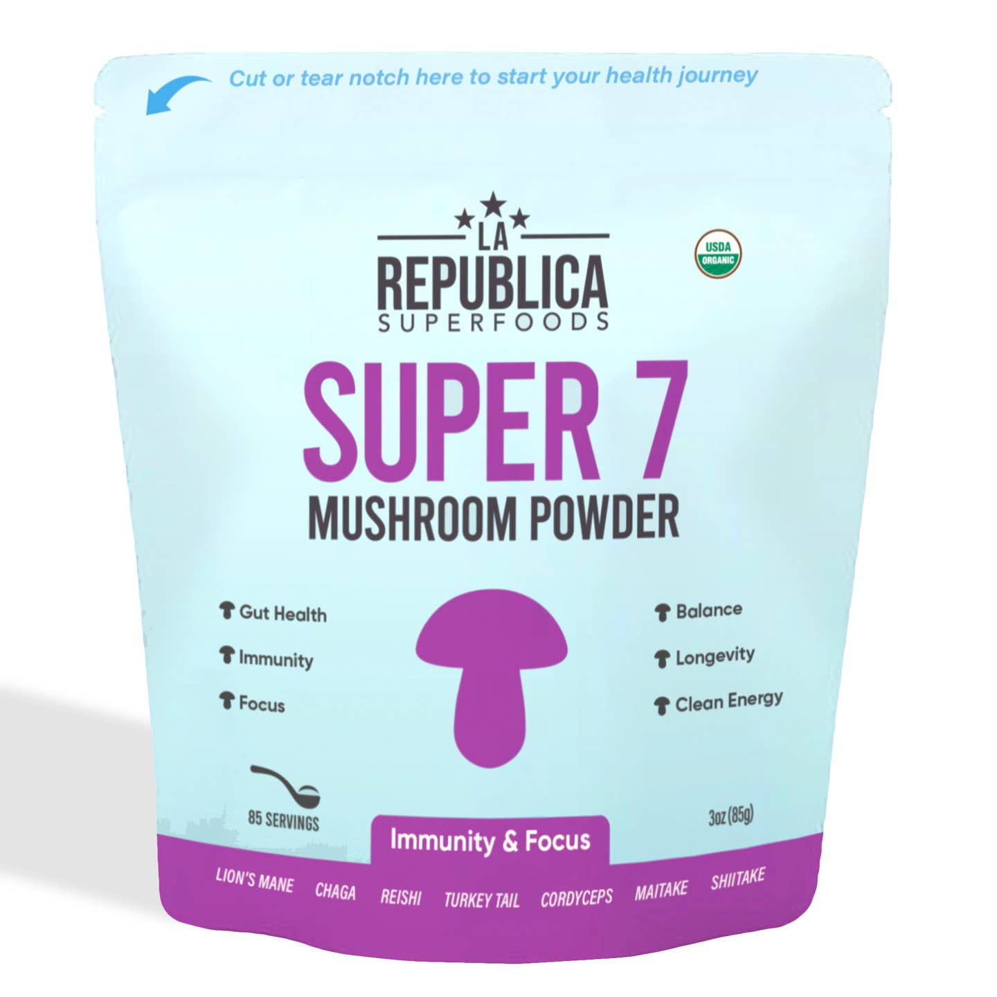 La Republica Organic Super 7 Mushroom 3oz Powder