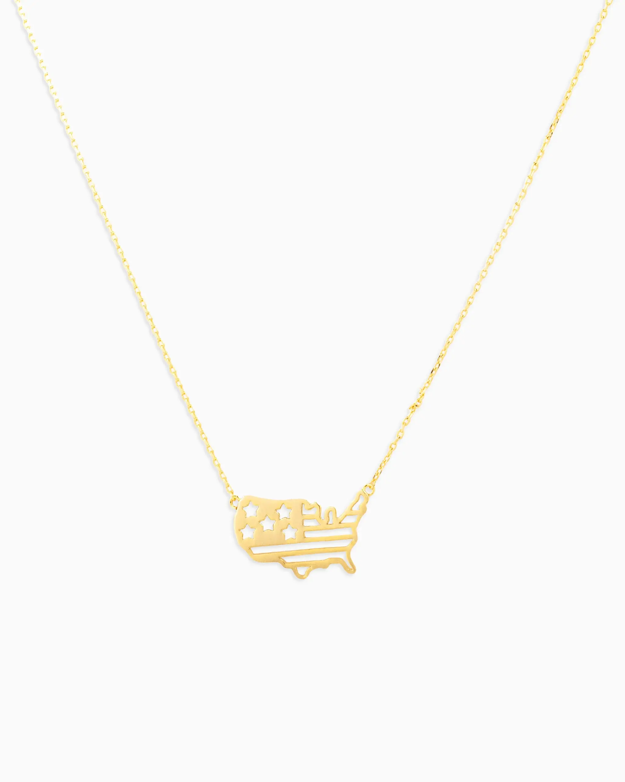 USA Map Metal Cutout Pendant Necklace