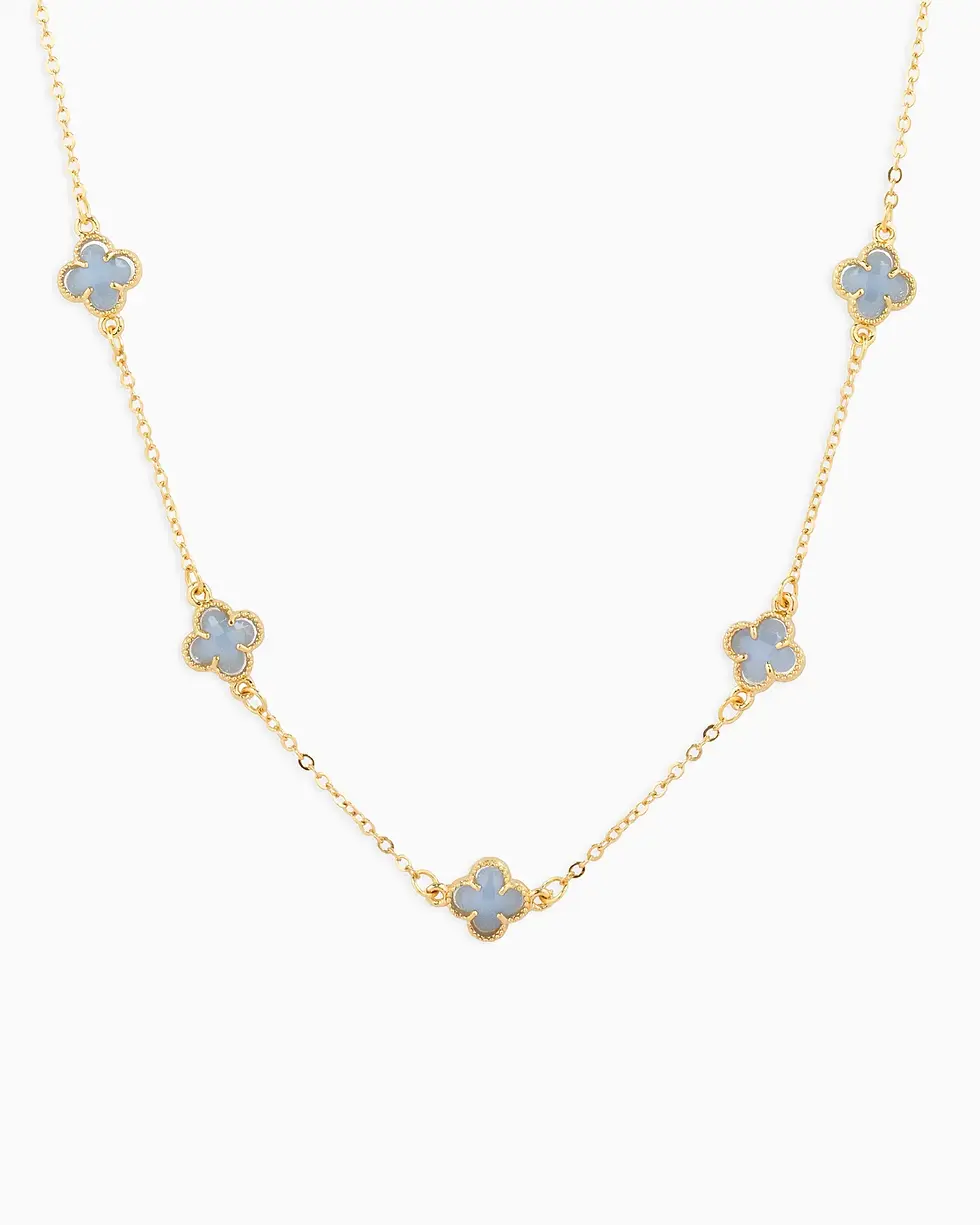 Thumbnail: Pastel Colored Clover Station Necklace