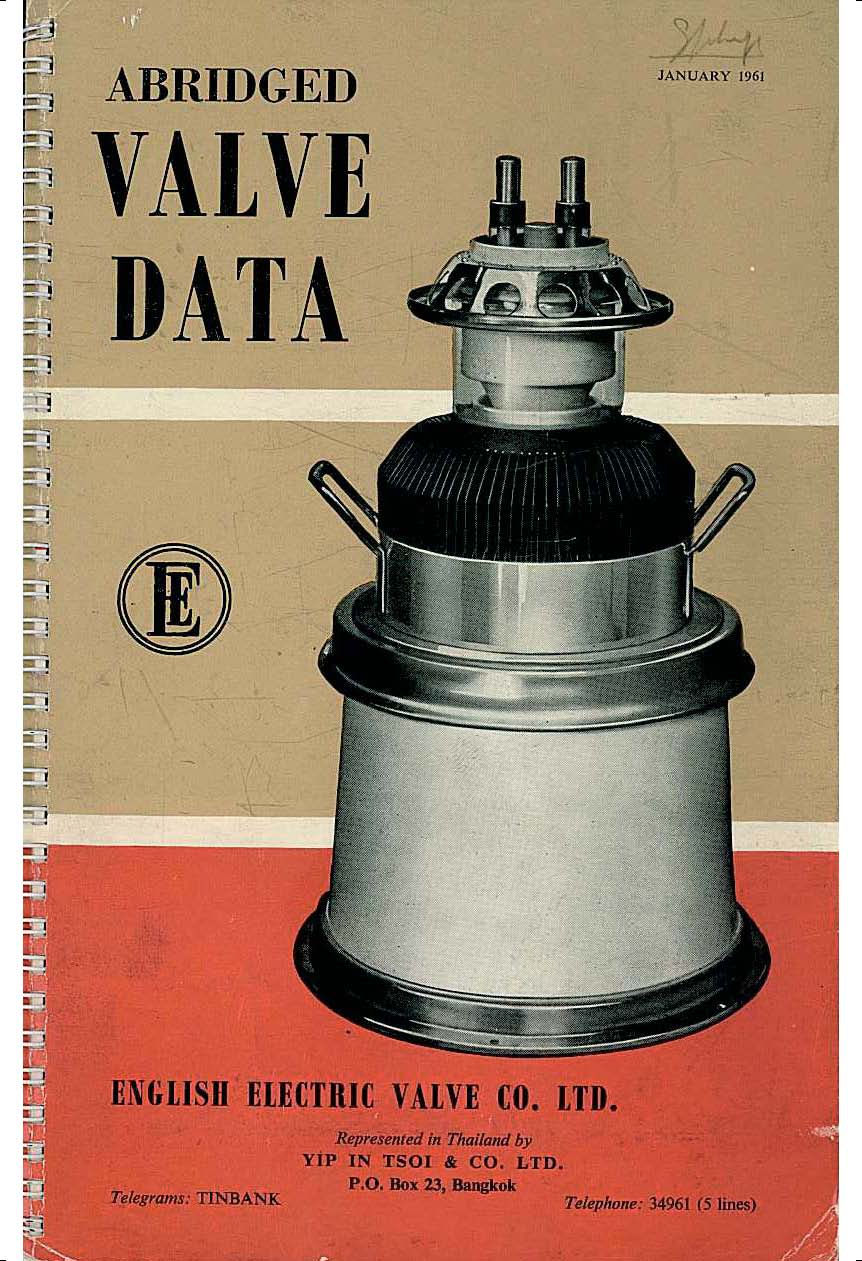 Abridged Valve Data – English Electric – Jan 1961